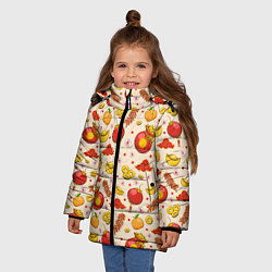 Куртка зимняя для девочки Символы богатства в паттерне, цвет: 3D-светло-серый — фото 2