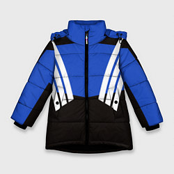 Куртка зимняя для девочки Олимпийка 90х - полоски, цвет: 3D-черный