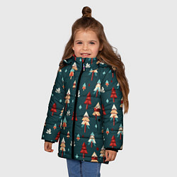 Куртка зимняя для девочки Треугольные ёлки, цвет: 3D-красный — фото 2