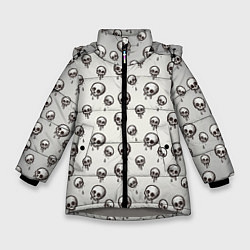 Куртка зимняя для девочки Мультяшные черепки абстрактный паттерн, цвет: 3D-светло-серый