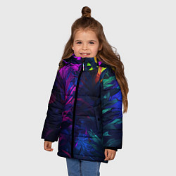 Куртка зимняя для девочки Абстрактный камуфляж в кислотных абстрактных пятна, цвет: 3D-черный — фото 2