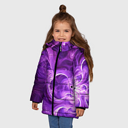 Куртка зимняя для девочки Фиолетовая фрактальная абстракция, цвет: 3D-черный — фото 2