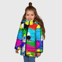 Куртка зимняя для девочки Абстракция - пэчворк, цвет: 3D-красный — фото 2