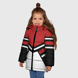 Куртка зимняя для девочки Советский спорт с полосами, цвет: 3D-красный — фото 2