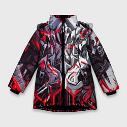 Куртка зимняя для девочки Адская каменная броня красная, цвет: 3D-черный