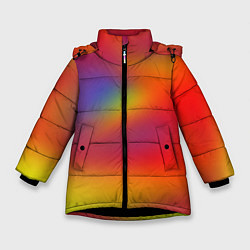 Куртка зимняя для девочки Цвета радуги радужный фон, цвет: 3D-черный