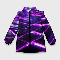 Куртка зимняя для девочки Фиолетовая неоновая плитка, цвет: 3D-черный