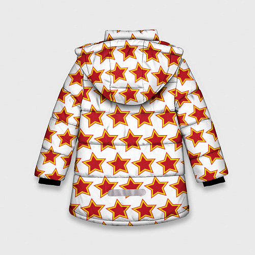 Зимняя куртка для девочки Красные звезды с контуром / 3D-Черный – фото 2