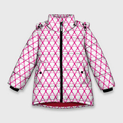 Куртка зимняя для девочки Контурные сердце, цвет: 3D-красный