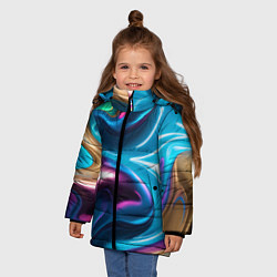 Куртка зимняя для девочки Жидкий красочный металл, цвет: 3D-черный — фото 2