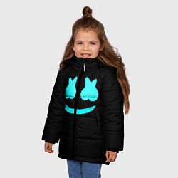 Куртка зимняя для девочки Маршмеллоу голубое лого, цвет: 3D-светло-серый — фото 2