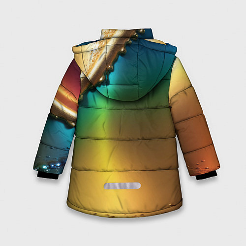 Зимняя куртка для девочки Радужный градиент с накидкой / 3D-Светло-серый – фото 2