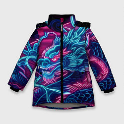 Зимняя куртка для девочки Свирепый японский дракон - ирезуми