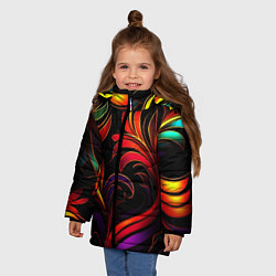 Куртка зимняя для девочки Паттерн русские узоры, цвет: 3D-светло-серый — фото 2