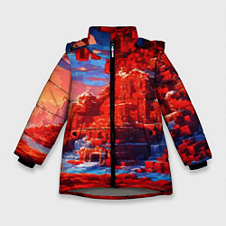 Зимняя куртка для девочки Город в стиле майнкрафт