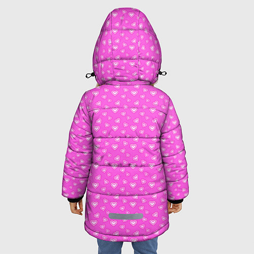 Зимняя куртка для девочки Розовый маленькие сердечки / 3D-Светло-серый – фото 4