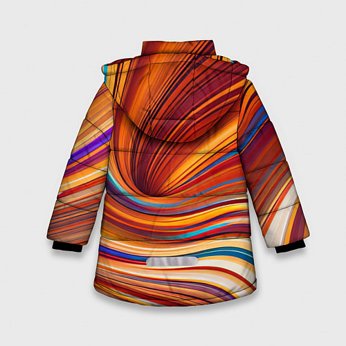 Зимняя куртка для девочки Цветные волны - нейросеть / 3D-Светло-серый – фото 2