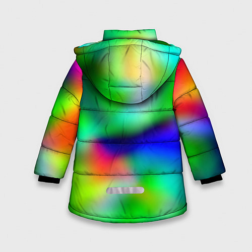 Зимняя куртка для девочки Психоделический неоновый градиент / 3D-Черный – фото 2