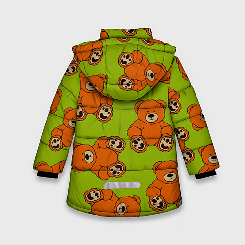 Зимняя куртка для девочки Плюшевые мишки на зеленом фоне / 3D-Красный – фото 2