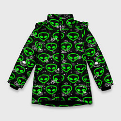 Куртка зимняя для девочки Super alien, цвет: 3D-черный