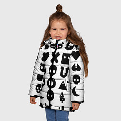 Куртка зимняя для девочки Love death robots pattern white, цвет: 3D-светло-серый — фото 2
