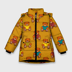 Куртка зимняя для девочки Мишки в свитере, цвет: 3D-черный