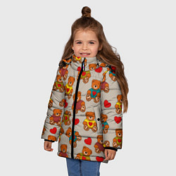 Куртка зимняя для девочки Мишки в свитерах и сердечки, цвет: 3D-светло-серый — фото 2