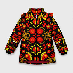 Зимняя куртка для девочки Хохломской народный орнамент - Россия