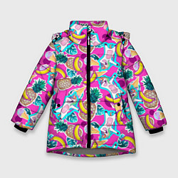 Куртка зимняя для девочки Летний танец единорога, цвет: 3D-светло-серый