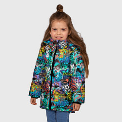 Куртка зимняя для девочки Music life, цвет: 3D-черный — фото 2