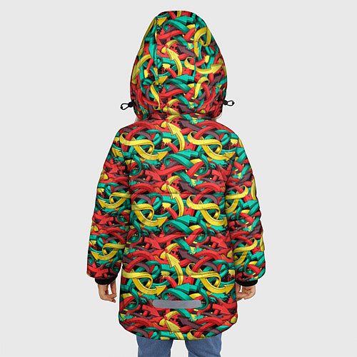 Зимняя куртка для девочки Переплетающиеся стрелки / 3D-Красный – фото 4