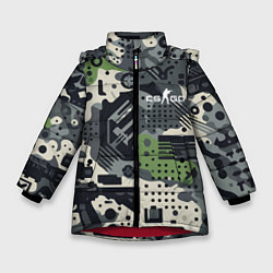 Куртка зимняя для девочки Counter Strike go - pattern, цвет: 3D-красный