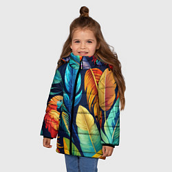 Куртка зимняя для девочки Пёстрые пёрышки попугаев, цвет: 3D-красный — фото 2