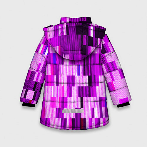 Зимняя куртка для девочки Розовый глитч / 3D-Светло-серый – фото 2