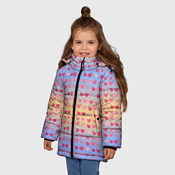 Куртка зимняя для девочки Много сердечек, цвет: 3D-красный — фото 2