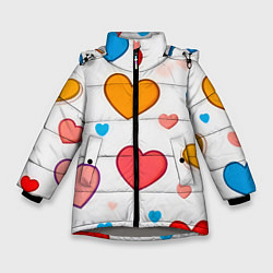 Куртка зимняя для девочки Сердца сердечки, цвет: 3D-светло-серый