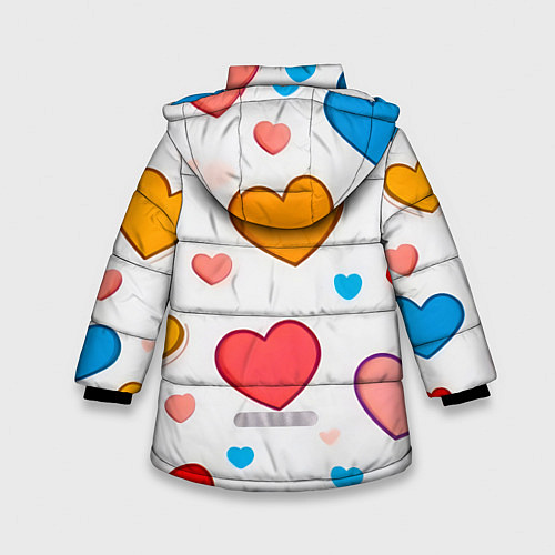 Зимняя куртка для девочки Сердца сердечки / 3D-Красный – фото 2