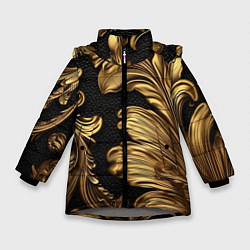 Зимняя куртка для девочки Золотые листья винтажные лепнина