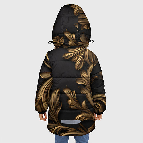 Зимняя куртка для девочки Золотые узоры на черном лепнина / 3D-Красный – фото 4