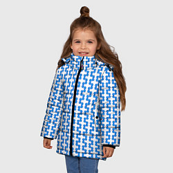 Куртка зимняя для девочки Синие кружки патерн, цвет: 3D-светло-серый — фото 2