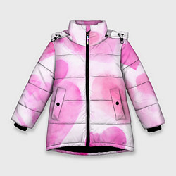 Зимняя куртка для девочки Розовые сердечки акварель