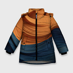 Зимняя куртка для девочки Оранжевая и синяя абстракция