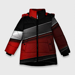 Зимняя куртка для девочки Красный серый и черный