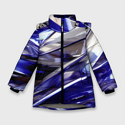 Зимняя куртка для девочки Синие и белые полосы абстракции
