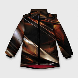 Зимняя куртка для девочки Изогнутая шоколадная абстракция