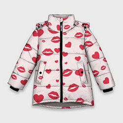 Зимняя куртка для девочки Поцелуйчики паттерн