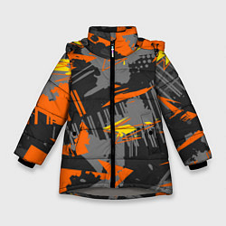Куртка зимняя для девочки Разноцветная текстурная геометрия, цвет: 3D-светло-серый