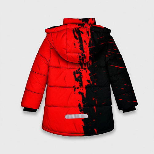 Зимняя куртка для девочки Ведьмак краска абстракция / 3D-Черный – фото 2