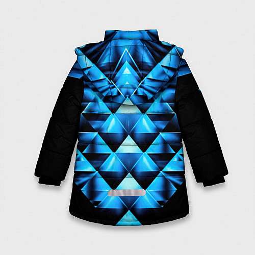 Зимняя куртка для девочки Синие абстрактные ромбики / 3D-Черный – фото 2