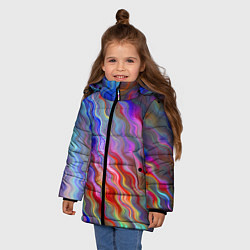 Куртка зимняя для девочки Волнистые разноцветные линии, цвет: 3D-красный — фото 2
